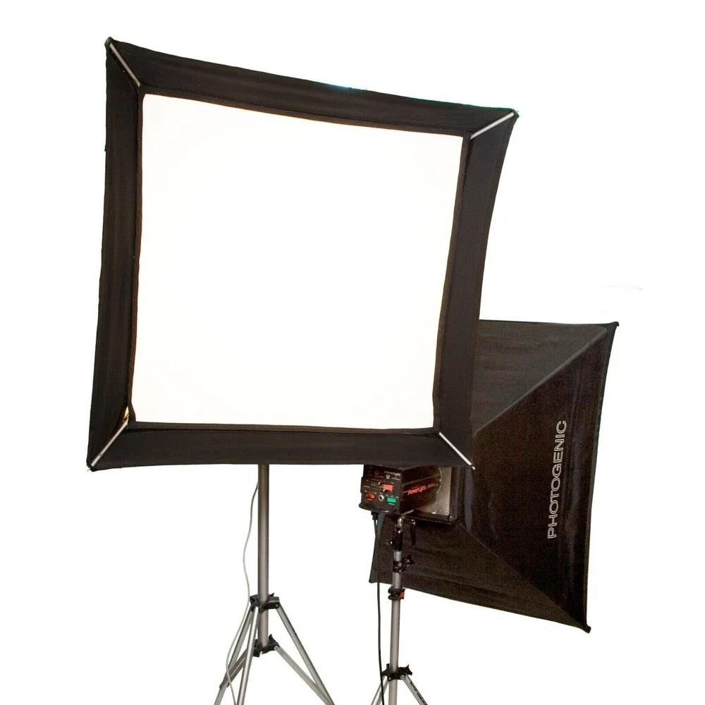 Two Photogenic 1500 Flash Power Packs Two soft boxes lighting kit Three Grids